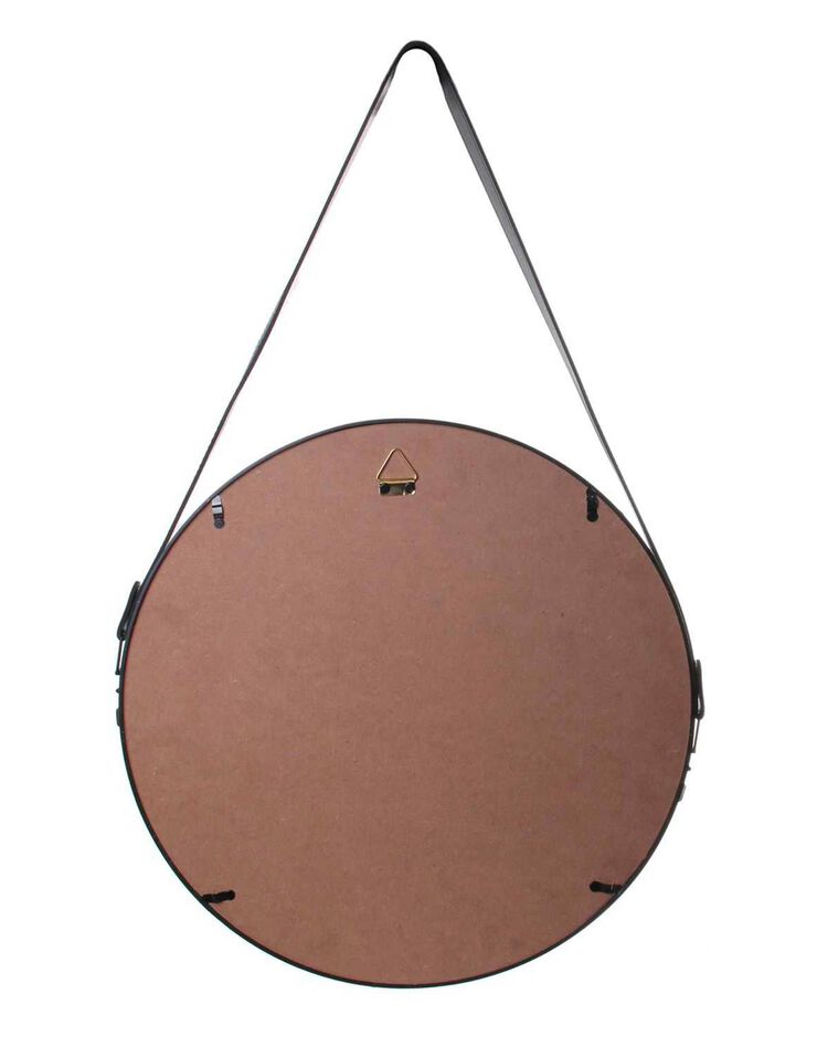 Miroir mural rond type barbier avec anse (noir)
