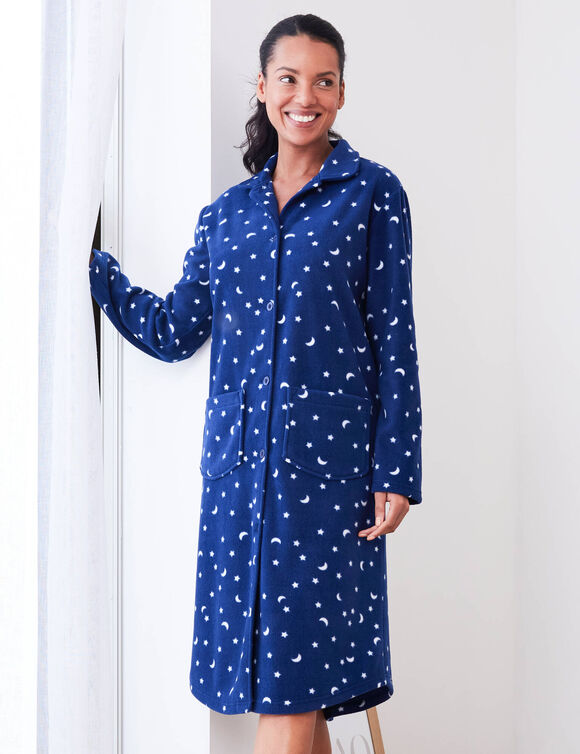 Peignoir polaire imprim&eacute; &eacute;toiles (marine)