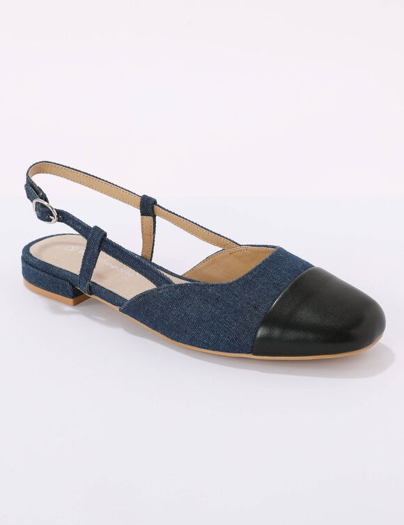 Ballerines slingback bicolore (bleu denim)