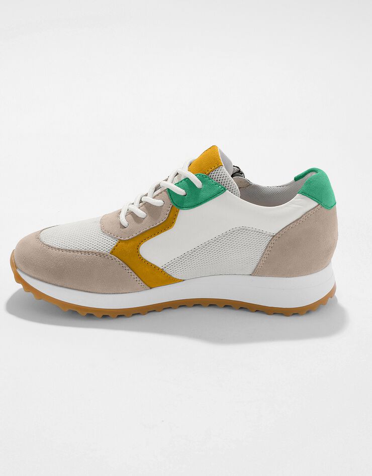 Sneakers style running zippées en cuir multicolore à semelle compensée (multicolore) Sneakers style running zippées en cuir multicolore à semelle compensée (multicolore)