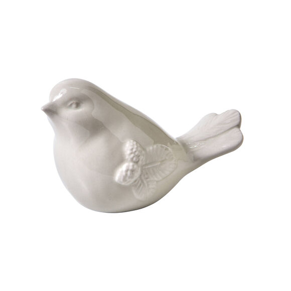 Oiseau décoratif en céramique (grège)