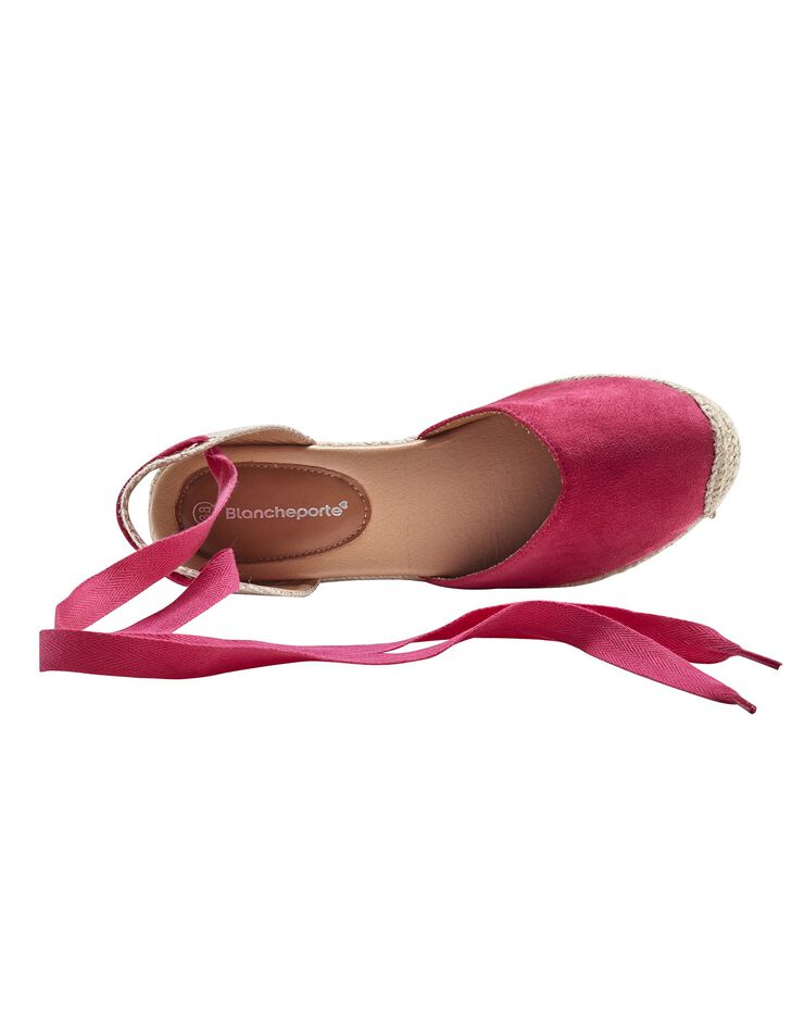 Sandales compensées corde avec liens à nouer (fuchsia) Sandales compensées corde avec liens à nouer (fuchsia)