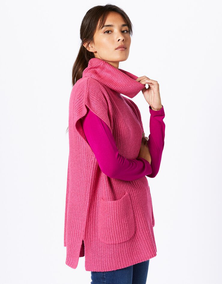 Pull tunique col boule sans manches (rose indien) Pull tunique col boule sans manches (rose indien)