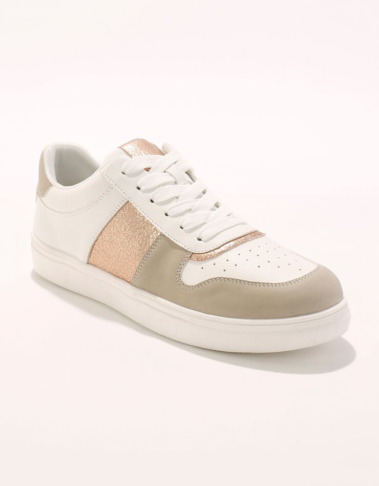 Baskets platefome à empiècements cuivrés - blanc/beige (blanc / beige)
