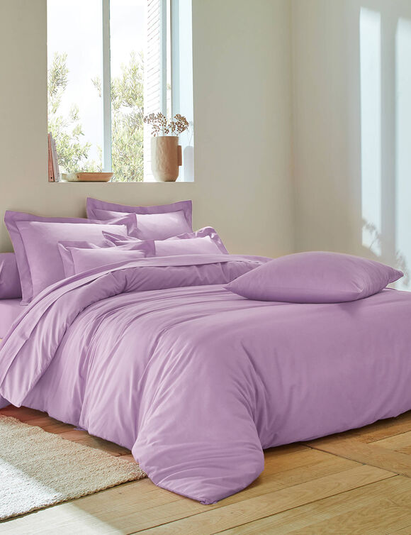 Linge de lit uni coton  (lavande)