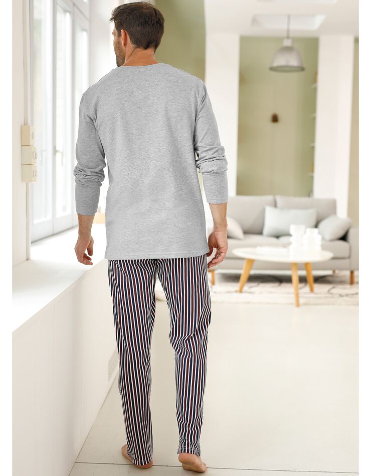 Pyjama motif cycliste message manches longues (gris chiné / bordeaux) Pyjama motif cycliste message manches longues (gris chiné / bordeaux)