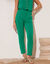 Pantalon fuselé uni, taille élastiquée (vert)