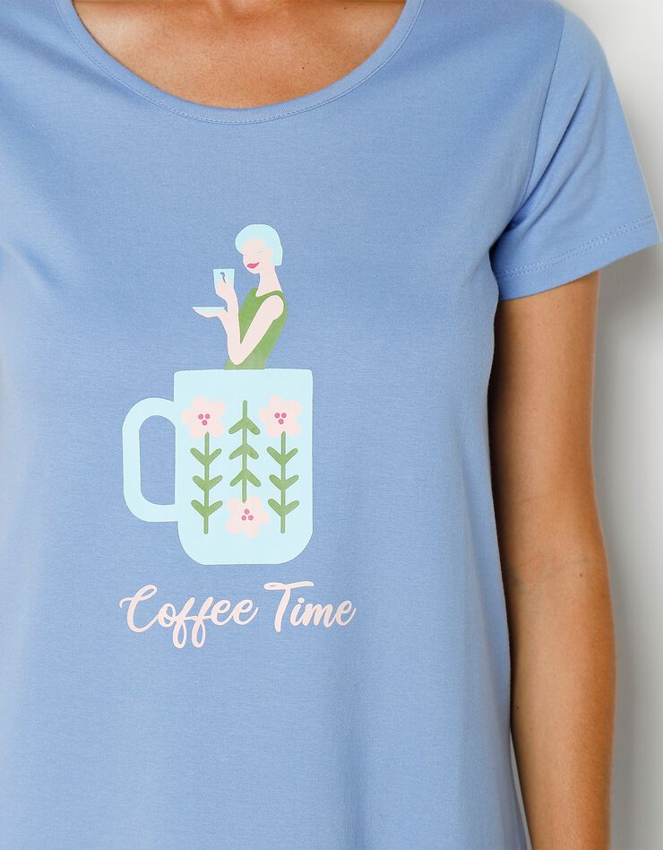 Chemise de nuit courte motif Coffee Time manches courtes (lavande) Chemise de nuit courte motif Coffee Time manches courtes (lavande)