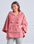 Poncho à capuche, maille polaire toucher peluche (rose poudré)