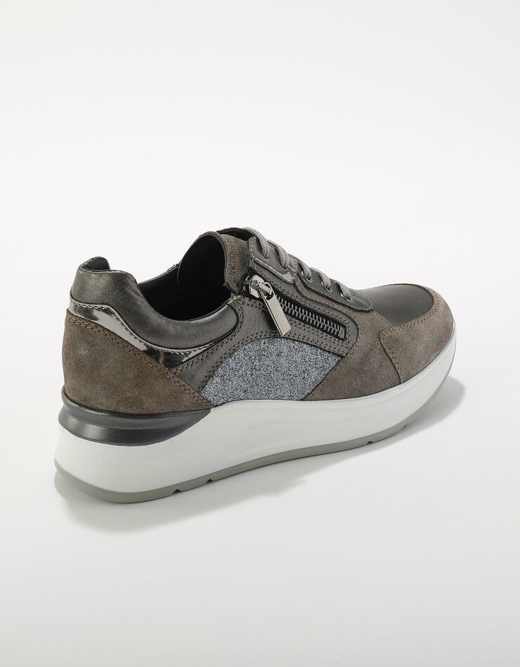 Sneakers compensées en cuir  (gris)