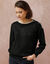 Pull col bateau, maille moelleuse (noir)