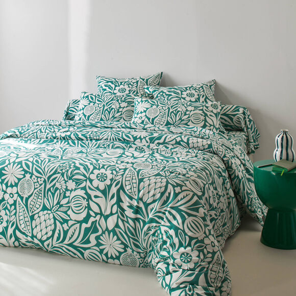 Linge de lit Montego en coton imprim&eacute;  (vert)