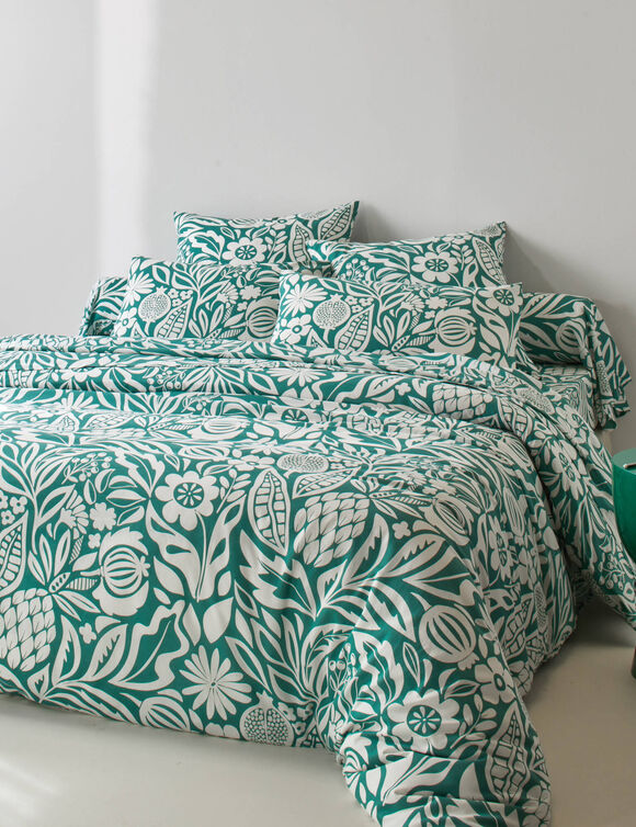 Linge de lit Montego en coton imprim&eacute;  (vert)