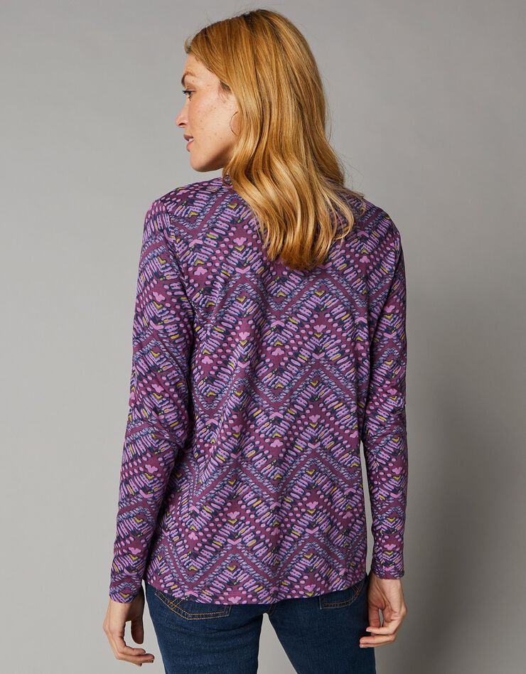 Tee-shirt col V imprimé zigzag (parme) Tee-shirt col V imprimé zigzag (parme)