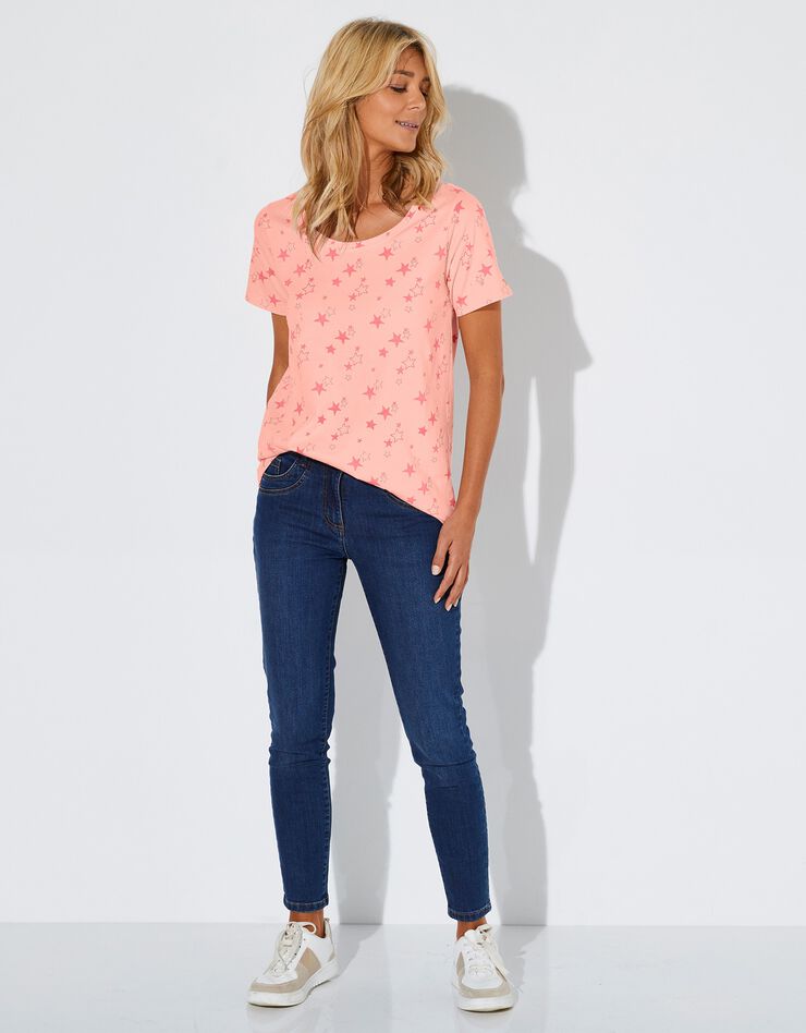 Tee-shirt imprimé étoiles (pêche) Tee-shirt imprimé étoiles (pêche)