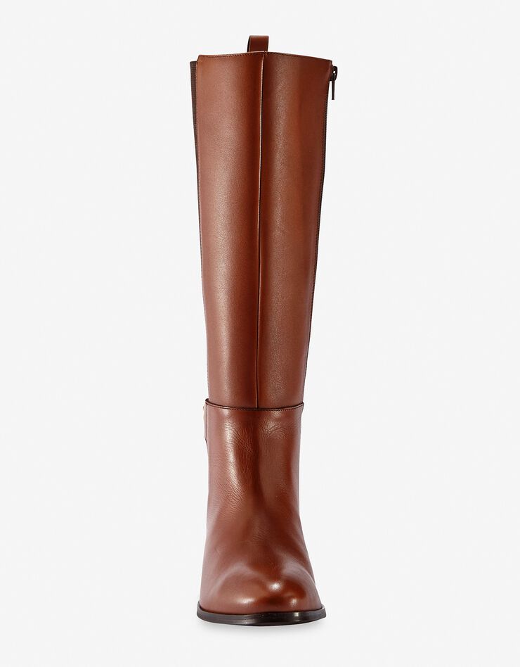 Bottes cavalières en cuir, spécial larges mollets (marron)