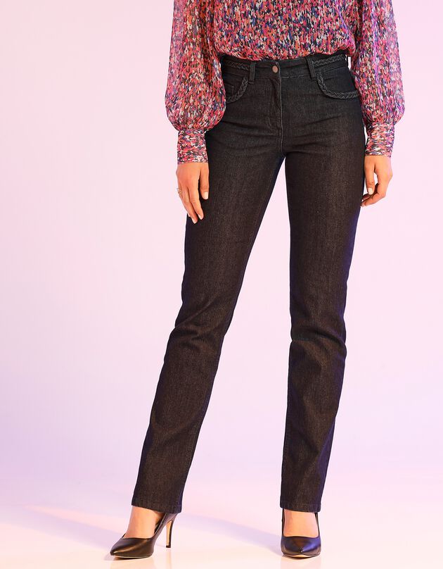 Jean stretch bootcut ceinture tressée (brut)