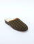 Mules homme fourrées, motif carreaux (kaki)