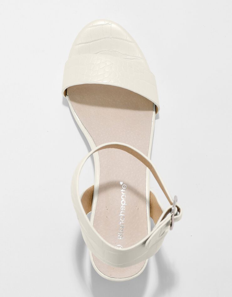 Sandale effet croco à talon effet bois (crème) Sandale effet croco à talon effet bois (crème)