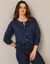 Gilet boutons fantaisie, toucher doux (marine)