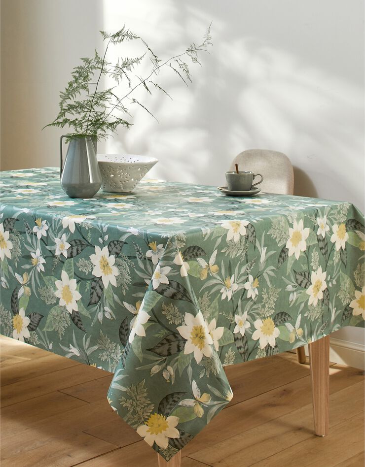 Nappe toile cirée imprimé Hellébore (jaune / vert)