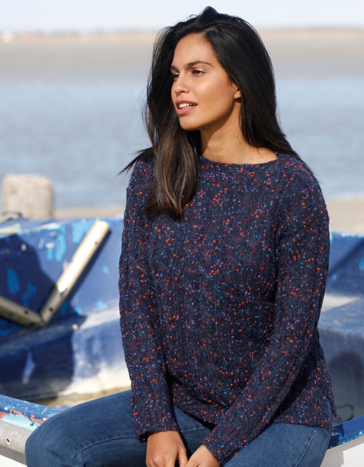 Pull col bateau maille bouclette (marine) Pull col bateau maille bouclette (marine)