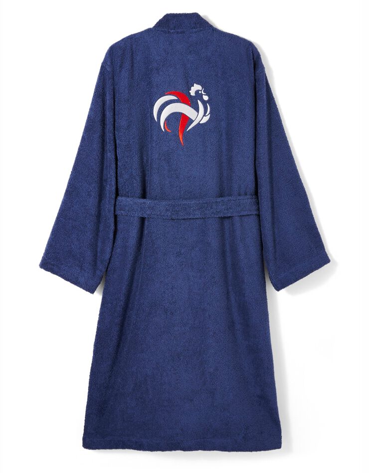 Peignoir de bain adulte FFF® col kimono, éponge bouclette (bleu)