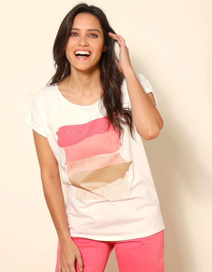 Tee-shirt boite imprimé "arty", maille jersey (rose) Tee-shirt boite imprimé "arty", maille jersey (rose)