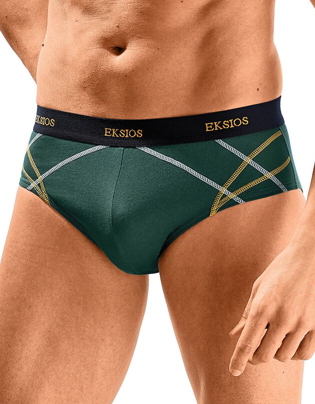 Slip fermé élastiqué surpiqué taille confort - lot de 6 (bordeaux + vert)