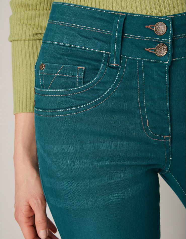 Jean 7/8ème fuselé couleur stretch (émeraude)