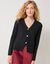 Gilet col V boutonné base asymétrique (noir)