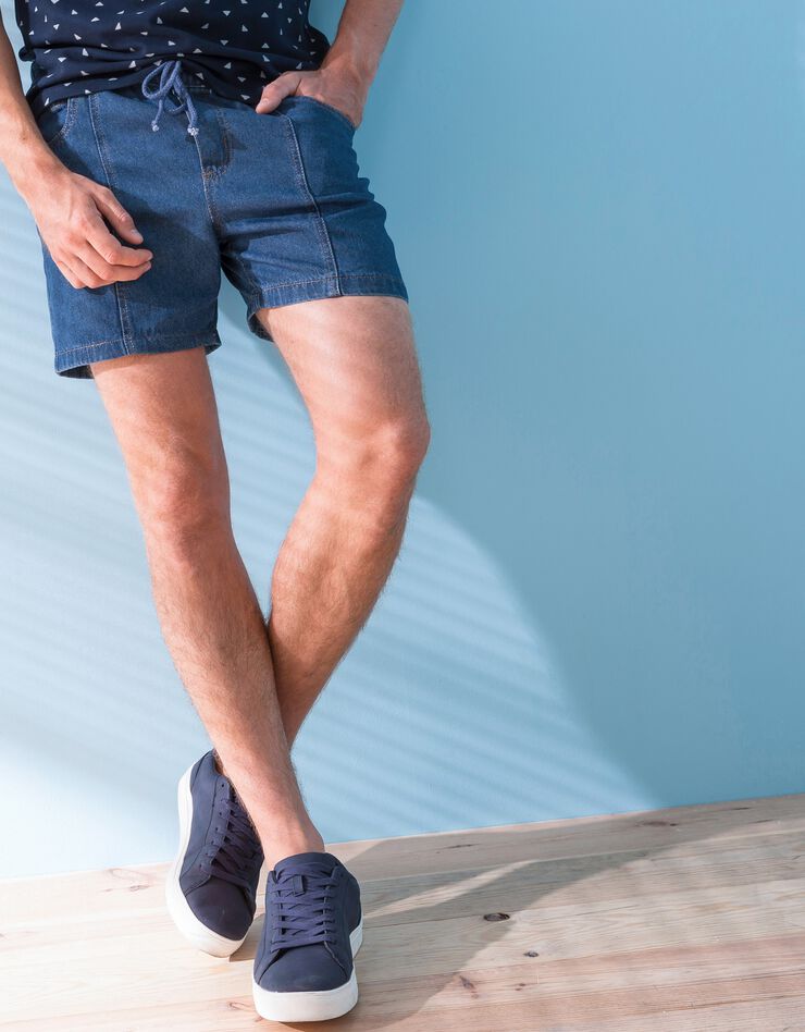 Short denim léger taille élastiquée (stone) Short denim léger taille élastiquée (stone)