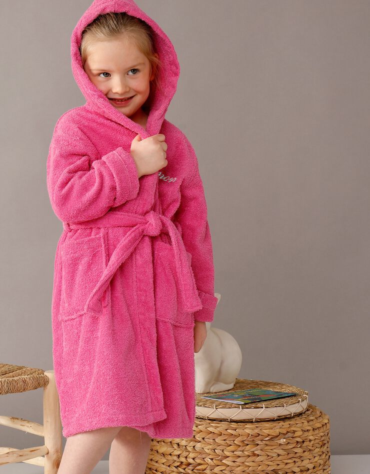 Peignoir enfant éponge à capuche personnalisable  (fuchsia)