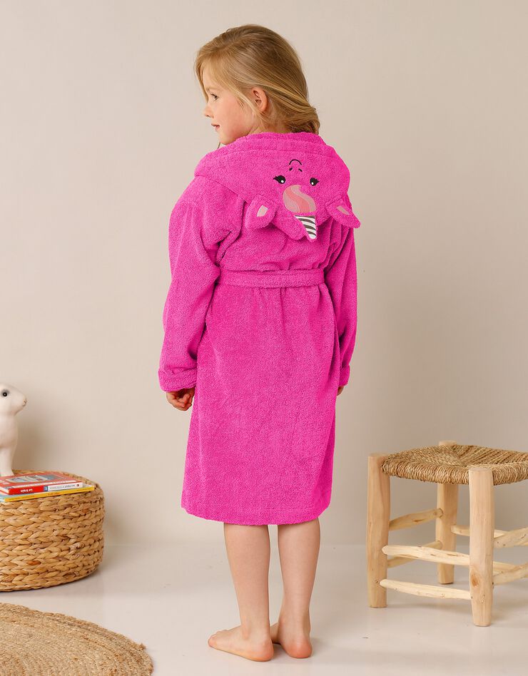 Peignoir de bain enfant personnalisable licorne à capuche (fuchsia)