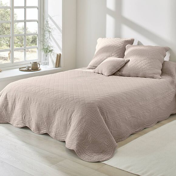 Couvre-lit uni style boutis Cassandre  (beige)