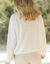 Pull  col V maille anglaise ajourée (écru)
