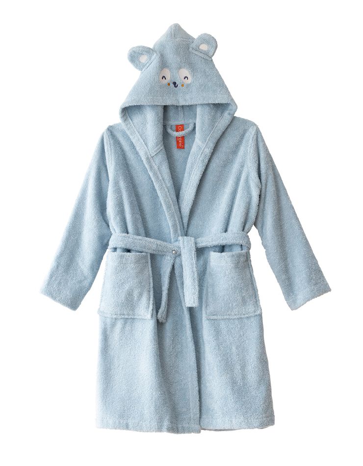 Peignoir de bain enfant panda à capuche éponge coton - 340 g/m² (bleu glacier)