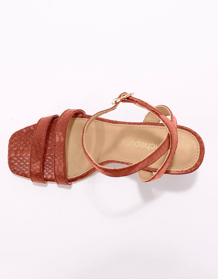 Sandales cuir texturé à bride (caramel) Sandales cuir texturé à bride (caramel)