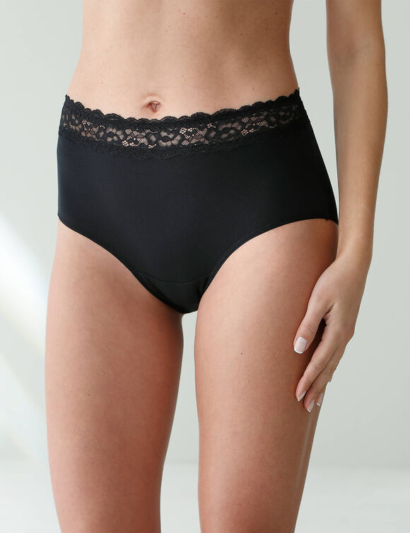 Culotte supermaxi coton stretch ceinture dentelle - lot de 2 (noir)