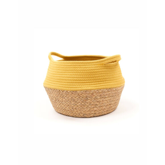 Panier bicolore rond corde coton (curry)