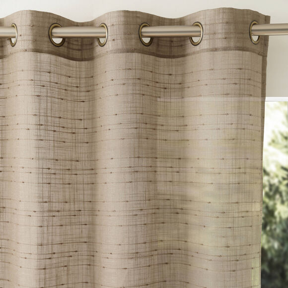 Panneau voilage tissage fantaisie - finition oeillets (taupe)