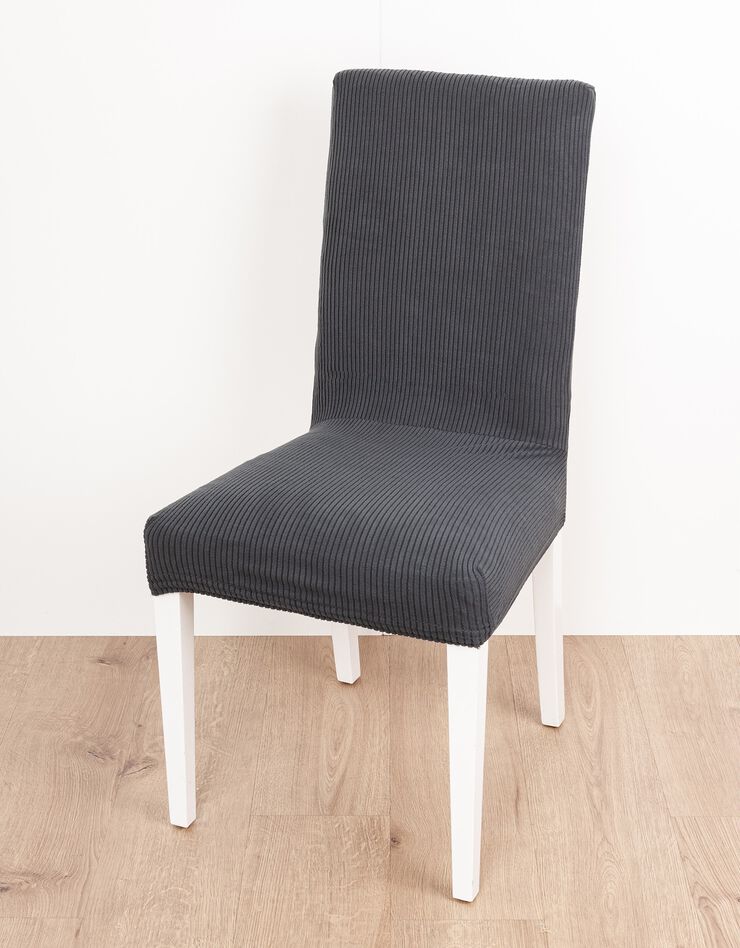 Housse de chaise bi-extensible velours côtelé (gris anthracite)