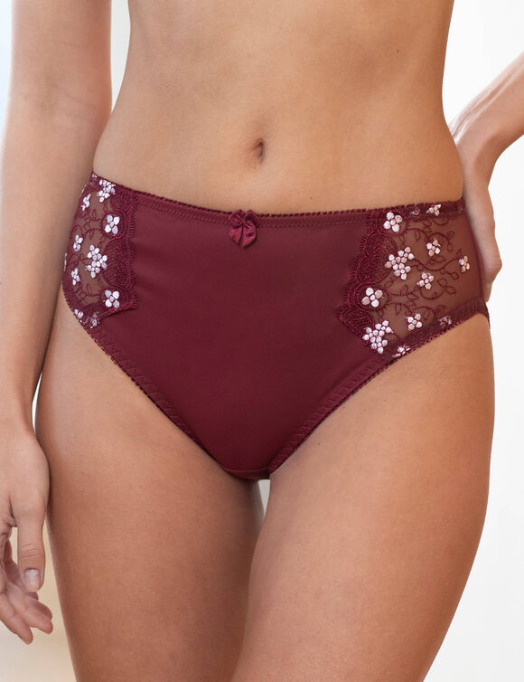 Culotte microfibre tulle brod&eacute; Caminata (prune)
