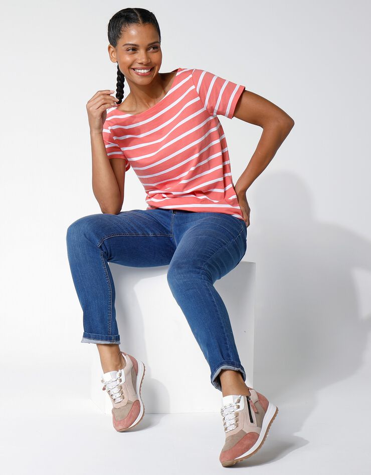 Tee-shirt marinière, manches courtes (corail grisé / blanc) Tee-shirt marinière, manches courtes (corail grisé / blanc)
