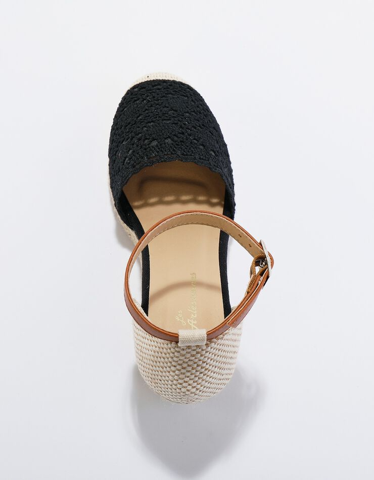 Sandales compensées macramé semelle corde (noir) Sandales compensées macramé semelle corde (noir)