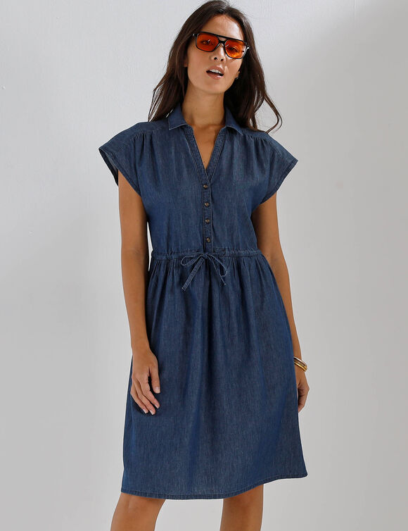 Robe chemisier en jean, manches courtes (stone)