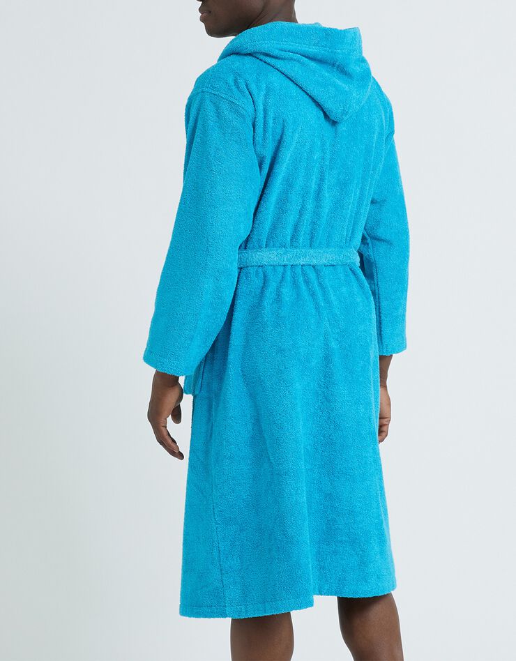 Peignoir mixte adulte col capuche éponge bouclette (turquoise)