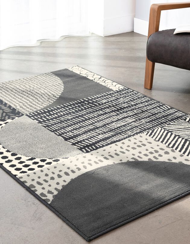 Tapis décoratif motif géométrique (gris foncé)