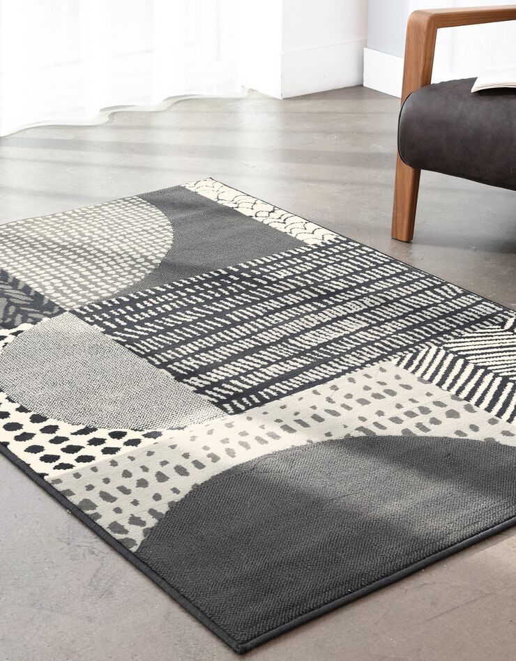 Tapis décoratif motif géométrique (gris foncé)