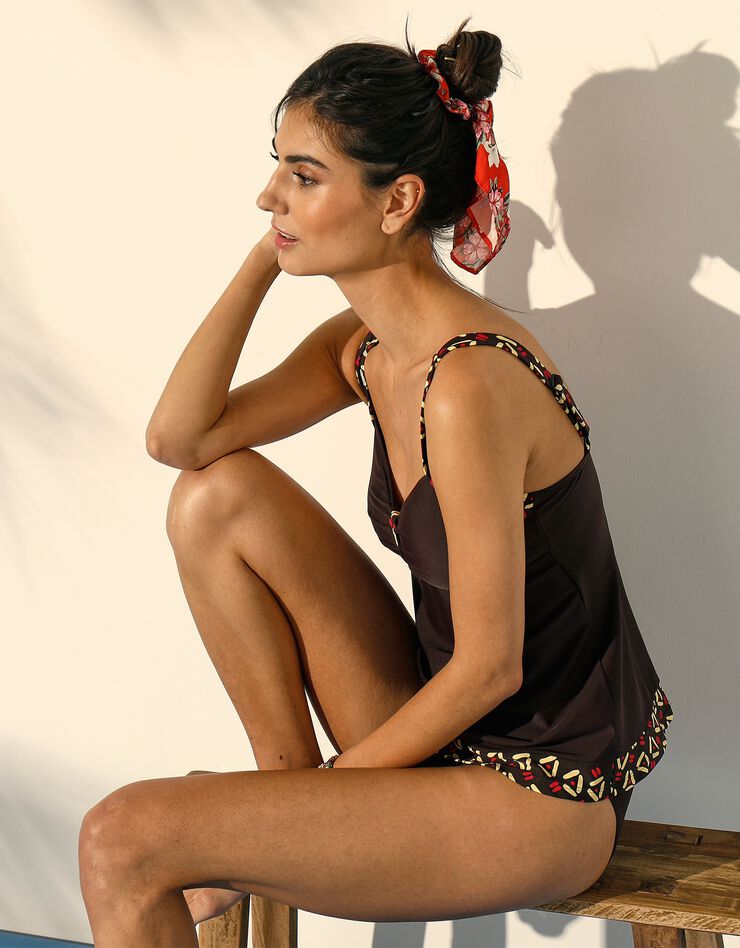 Haut de tankini Aduana imprimé, brassière intégrée (chocolat) Haut de tankini Aduana imprimé, brassière intégrée (chocolat)